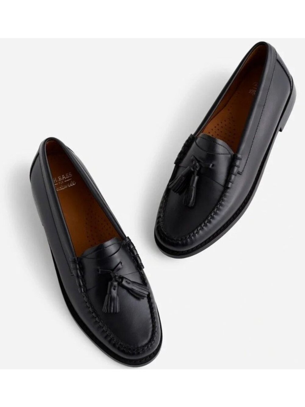 Madewell G.H. BASS Layla Weejuns Loafers Tassels Black Leather US 8.5 EU 39.5